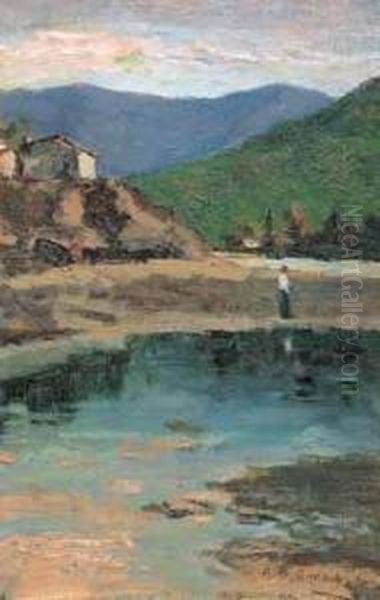 Veduta Di Lago Oil Painting by Alfons Hollaender