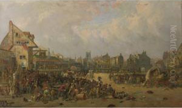 An English Merrymaking Oil Painting by John Holland