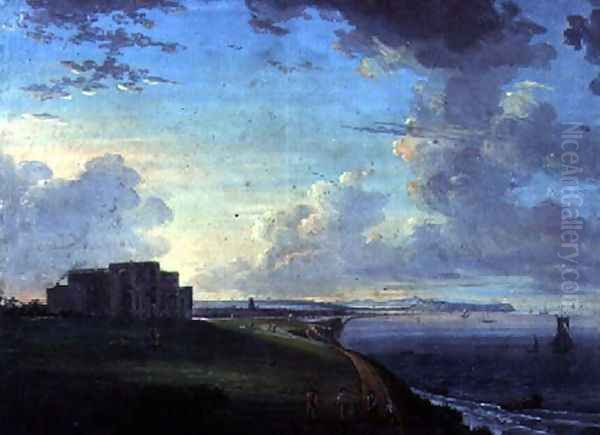 Highcliffe, near Christchurch, Dorset, the Seat of the Marquis of Bute, from the East Oil Painting by Adam Callander