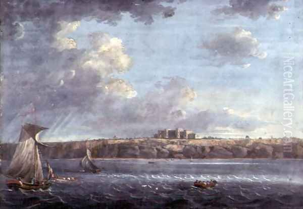 Highcliffe, near Christchurch, from the Sea Oil Painting by Adam Callander