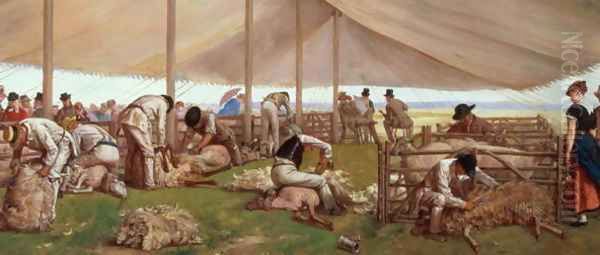 The Sheep Shearing Match, 1875 Oil Painting by Eyre Crowe