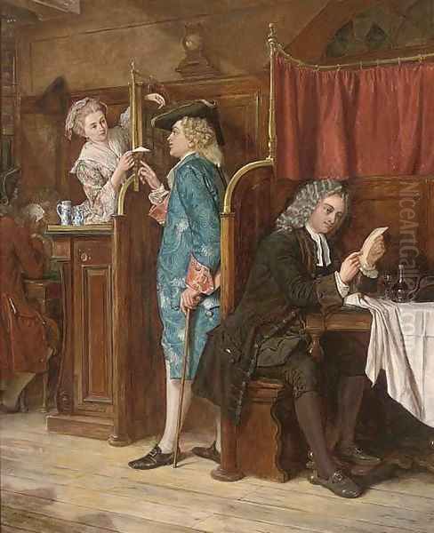 Dean Swift at St. James's Coffee House, 1710, 'A note to Stella' Oil Painting by Eyre Crowe