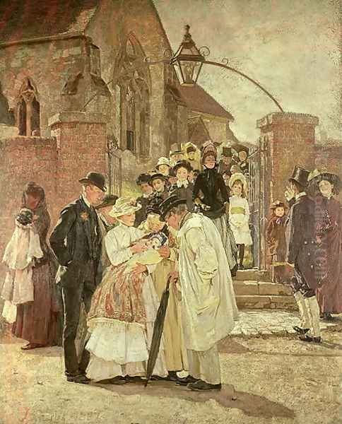 Christening Sunday (South Harting, Sussex) 1887 Oil Painting by James Charles