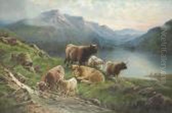 Loch Turitt, Perthshire Oil Painting by William Perring Hollyer