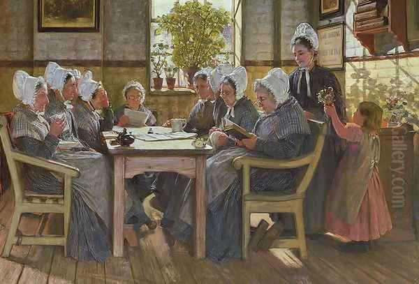 Our Poor: A Bible Reading, Chelsea Workhouse, 1878 Oil Painting by James Charles