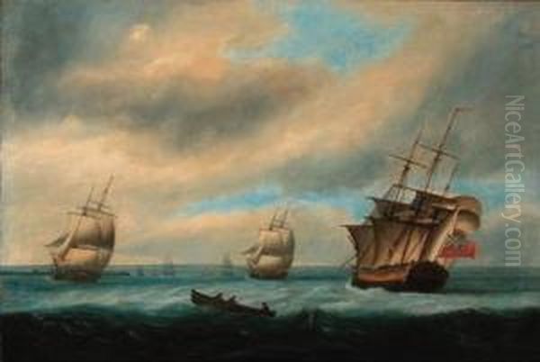 Ships Of The Fleet Off A Naval Dockyard Oil Painting by Francis Holman