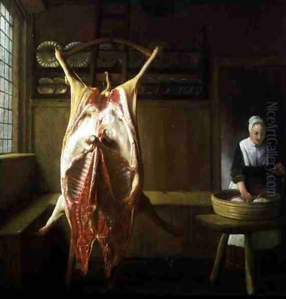 The Butcher's Shop Oil Painting by Reinier or Reynier Coveyn or Covyn