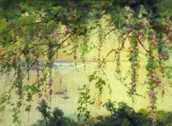 Harbor View Through Wisteria Oil Painting by William Henry Holmes