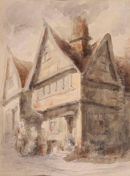 The Corner House In Norfolk Oil Painting by Cornelius Holmes-Winter