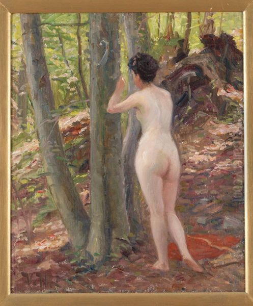 Nymf Vid Trad Oil Painting by Wilhelm Holmgren