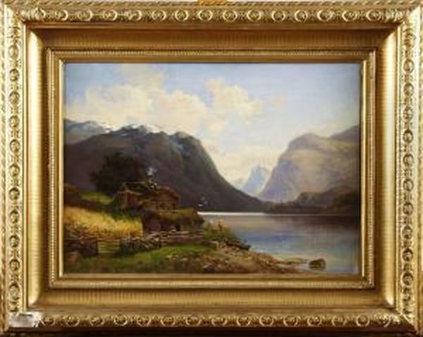 Fjordlandskap Oil Painting by Josefina Holmlund