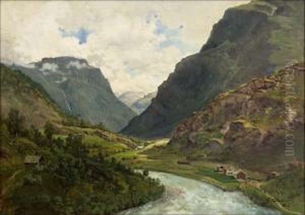 Vuoristomaisema. Oil Painting by Josefina Holmlund