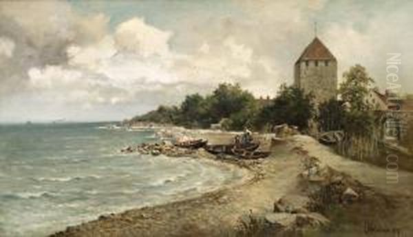 Vy Mot Kruttornet, Visby Oil Painting by Josefina Holmlund