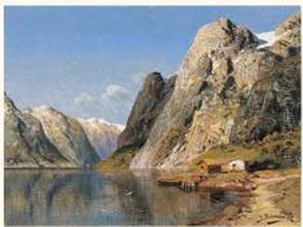 Lac De Montagne Oil Painting by Johann Holmstedt