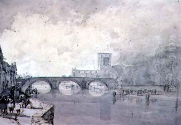 The Abbey and Nungate Bridge, Haddington, East Lothian Oil Painting by Sir Augustus Wall Callcott