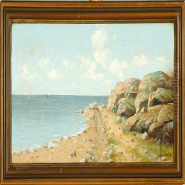 Coastal Scenery Withcliffs Oil Painting by Lauritz B. Holst