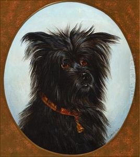 Portrait Of A Terrier Oil Painting by Edwin Frederick Holt