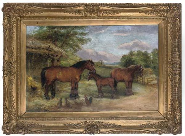 In The Farmyard Oil Painting by Edwin Frederick Holt