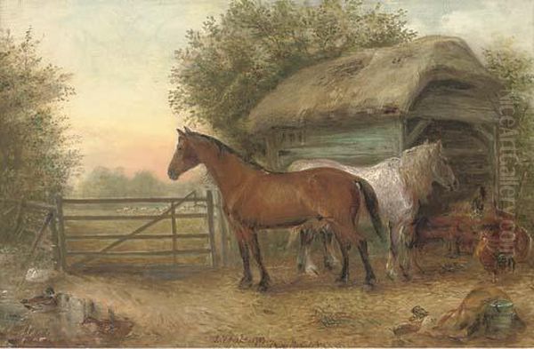 In The Farmyard Oil Painting by Edwin Frederick Holt