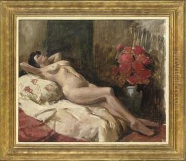 Reclining Nude Oil Painting by Edwin Frederick Holt