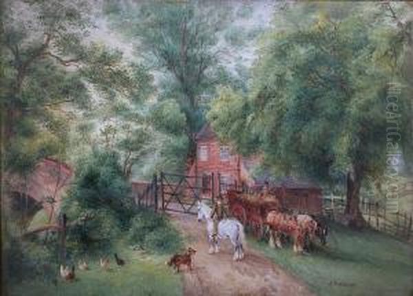 Carter And Rider At A Gate Oil Painting by Edwin Frederick Holt