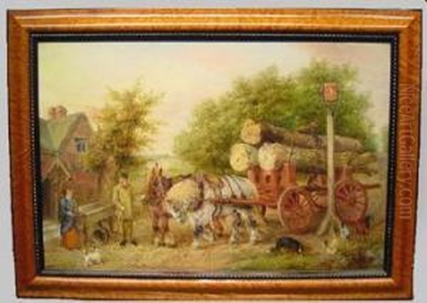 Halt At A Village Hostelerie Oil Painting by Edwin Frederick Holt