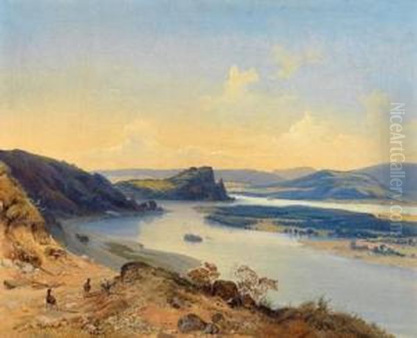 Blick Uber Die Donau Oil Painting by Joseph Holzer