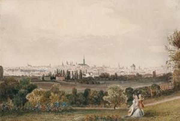 Blick Auf Wien Von Der Vorstadt Aus Oil Painting by Joseph Holzer