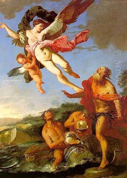 Neptune Pursuing Coronis, 1665-70 Oil Painting by Giulio Carpioni