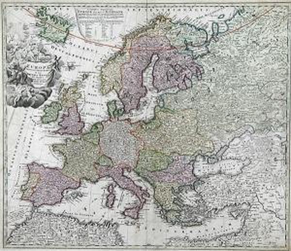 A Map Of Europe by Johan Baptist Homann