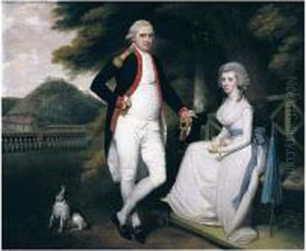 Portrait Of Colonel William Sydenham (1753-1801) With His Wife Amelia Oil Painting by Robert Home