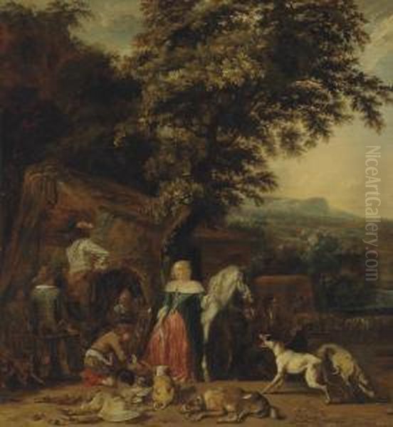 The Hunting Party Oil Painting by Abraham Hondius