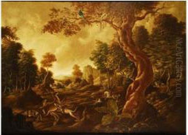 Paisaje Con Escena De Caza Oil Painting by Abraham Hondius