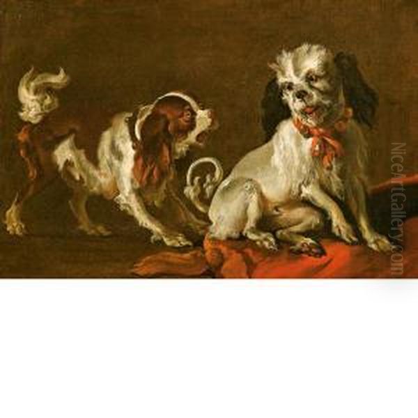 Due Cagnolini Oil Painting by Abraham Hondius