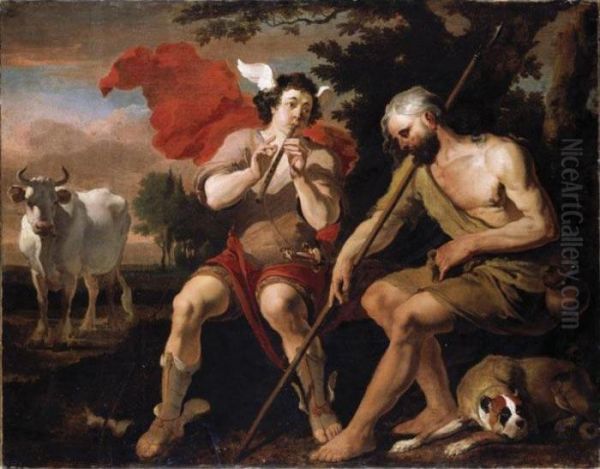 Mercury And Argos Oil Painting by Abraham Hondius