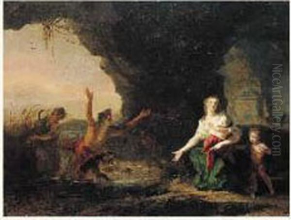 Latone Et Les Paysans De Lycie. Oil Painting by Abraham Hondius