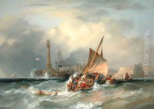 Lugger Entering Margate Oil Painting by George Chambers