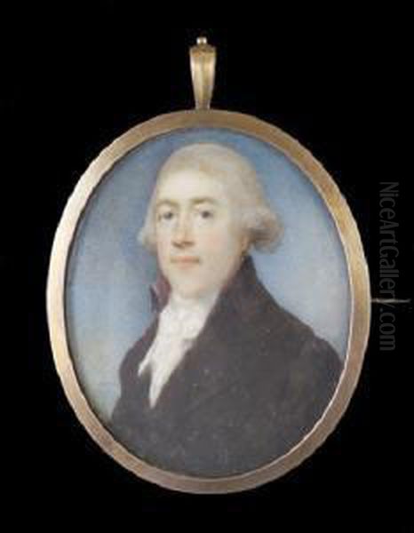 Miniature Portrait Of Joseph Hone (1747-1803) C. 1795 Oil Painting by Horace Hone