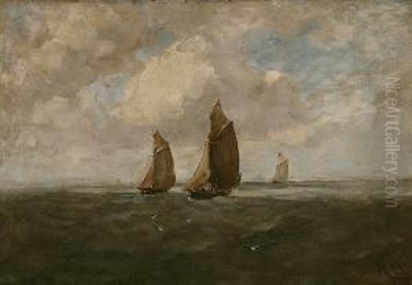 Dublin Bay Trawlers Oil Painting by Nathaniel R.H.A. Hone Ii,