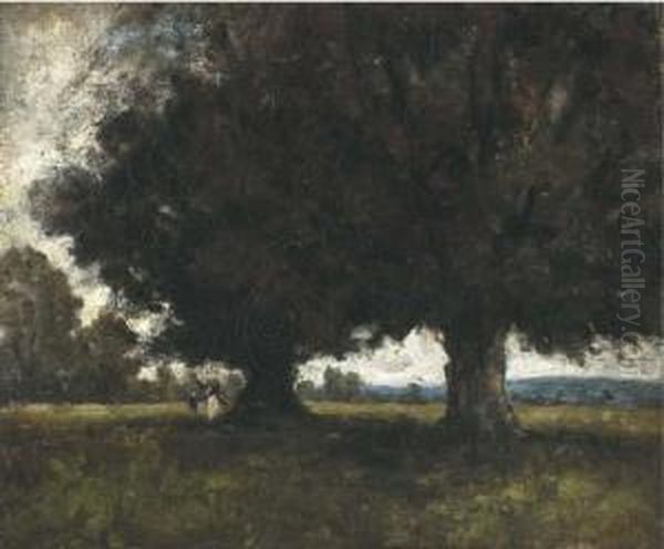 Figures Under A Tree Oil Painting by Nathaniel R.H.A. Hone Ii,