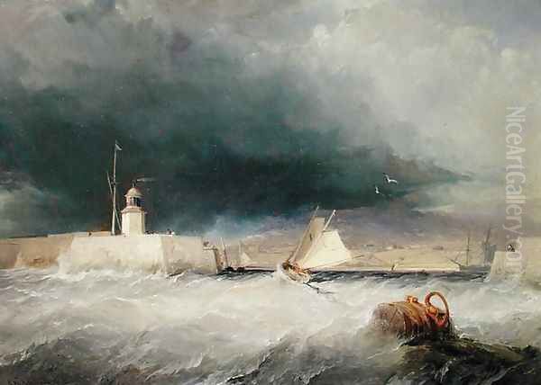 Port on a Stormy Day, 1835 Oil Painting by George Chambers