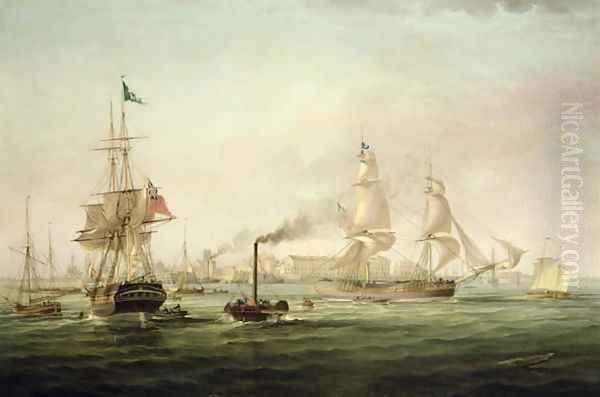 View of the Port of Hull with the Spartan Oil Painting by George Chambers