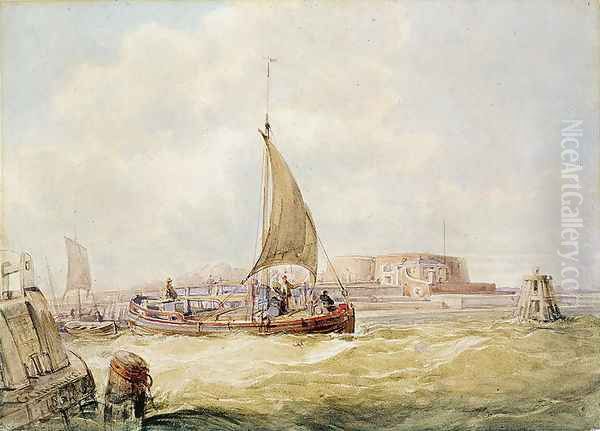 The Old Harbour, Hull Oil Painting by George Chambers