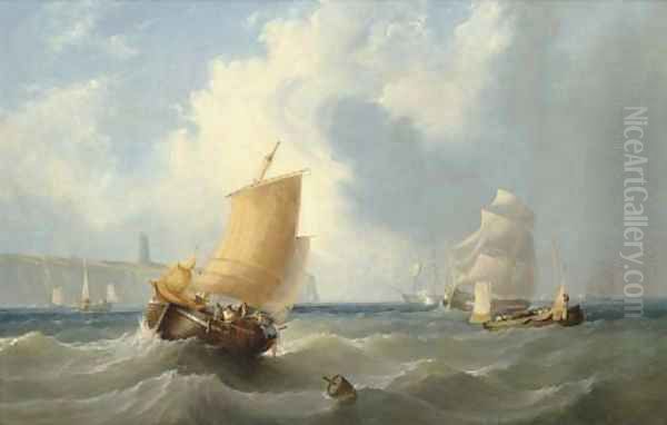 Shipping Off The South Coast Oil Painting by George Chambers