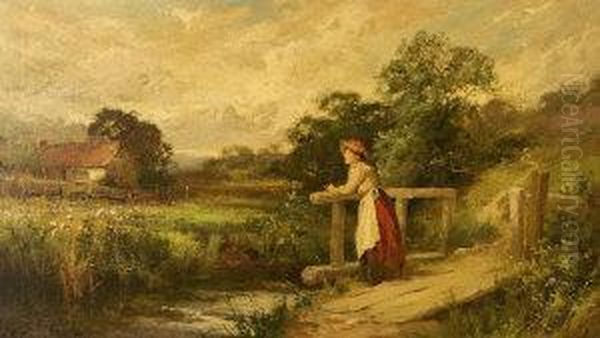 Girl Leaning On A Stile Oil Painting by John Horace Hooper