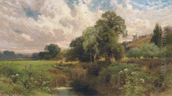 Fishing Near Winchelsea, Sussex Oil Painting by John Horace Hooper