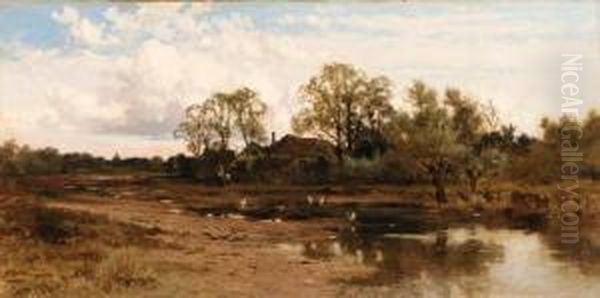 Farmhouse By The Lake Oil Painting by John Horace Hooper