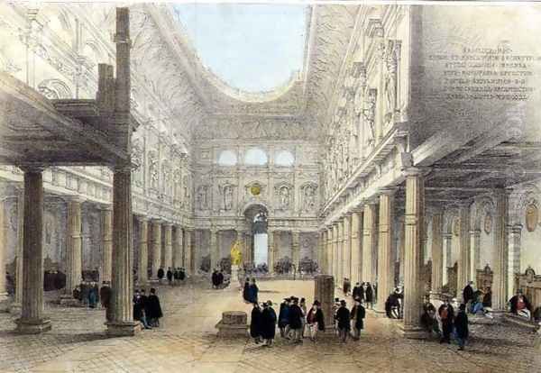 Design for the Royal Exchange-interior, looking west, 1840 Oil Painting by Charles Robert Cockerell