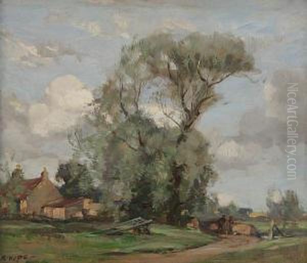 Farm Scene Oil Painting by Robert Hope