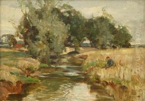 An Afternoon Fishing Oil Painting by Robert Hope